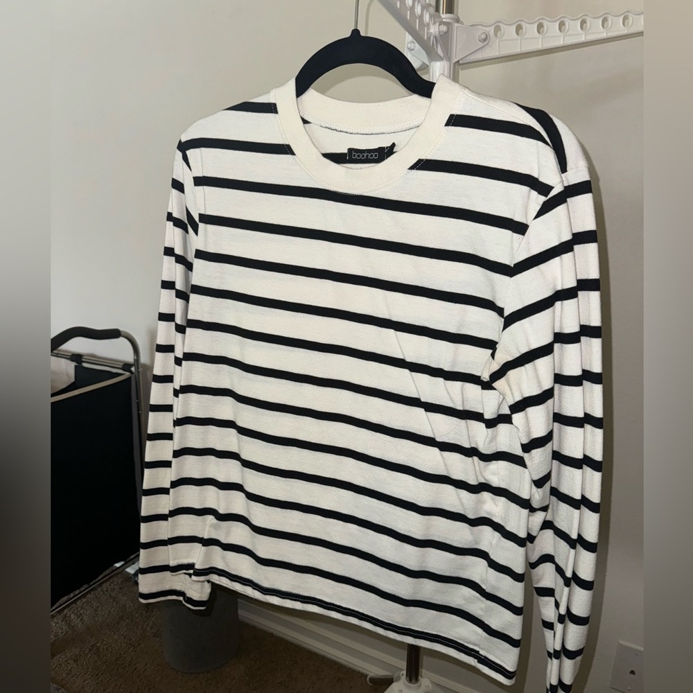 Boohoo Black & White Striped Long Sleeve